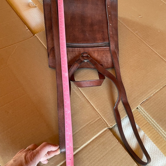 NWOT Brown Embossed Leather Backpack - Picture 11 of 11